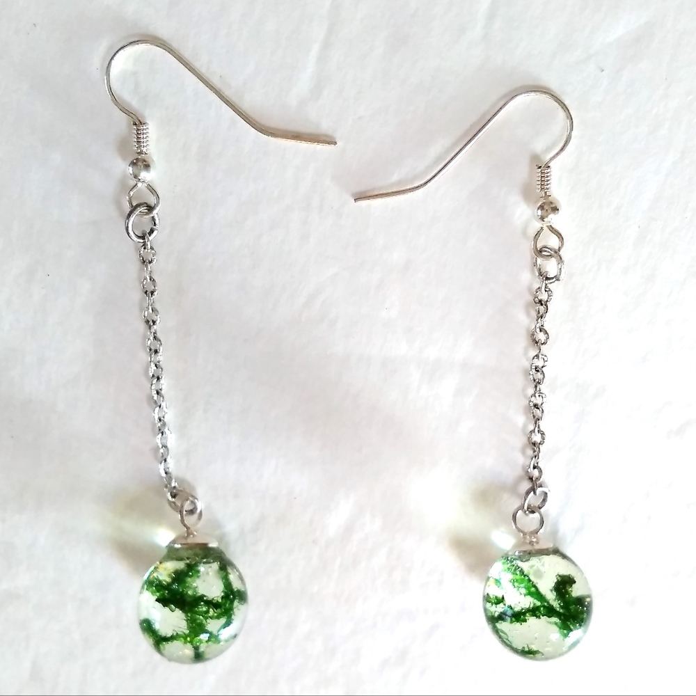 Natures Touch Moss earrings 3"